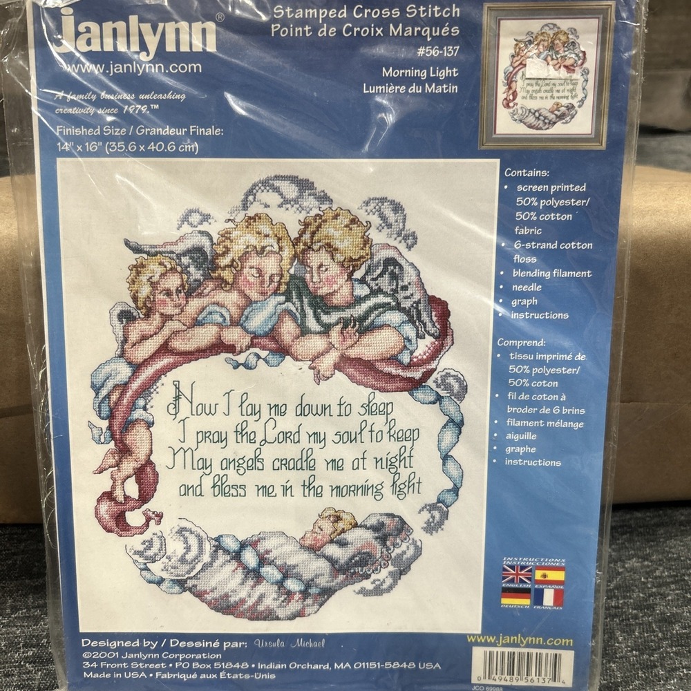 Janlynn Stamped Cross Stitch Kit Morning Light Now I Lay Me Down To Sleep New